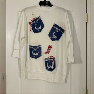 Mooncraft womens t shirt - Deadstock vintage with cowgirl details 3/4 sleeve